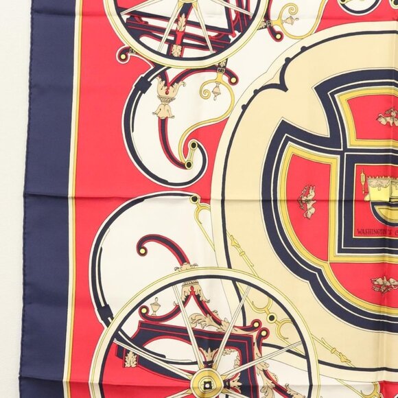 HERMES Carre 90 Scarf ""WASHINGTONS CARRIAGE"" Silk Navy Auth 133640 - Picture 8 of 14